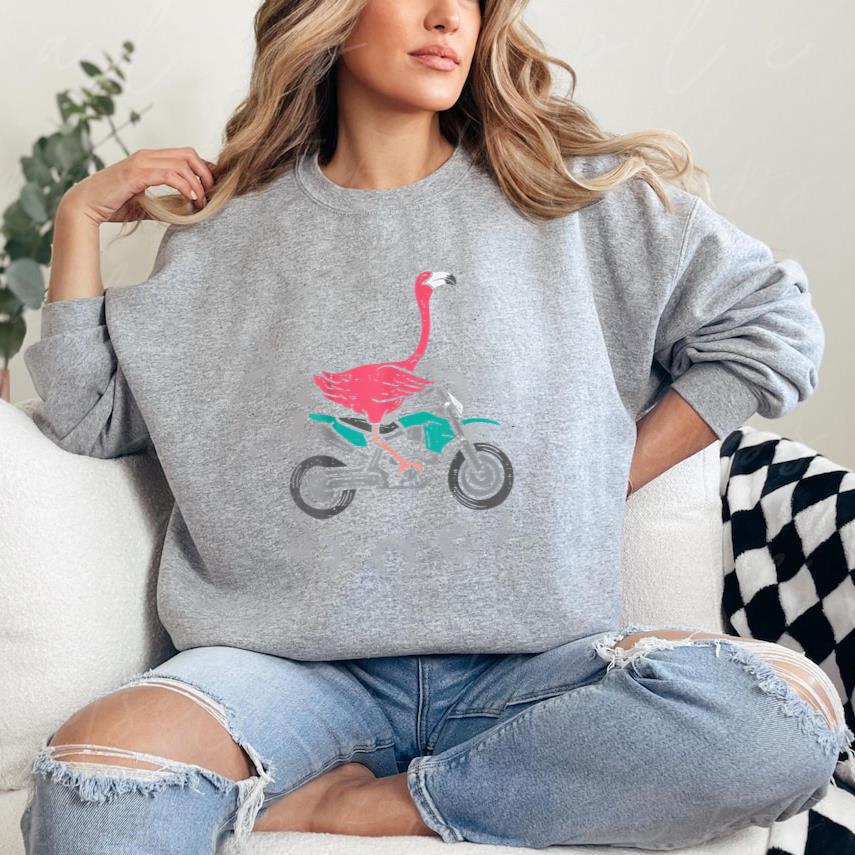 Flamingo Riding Dirt Bike Sweatshirt