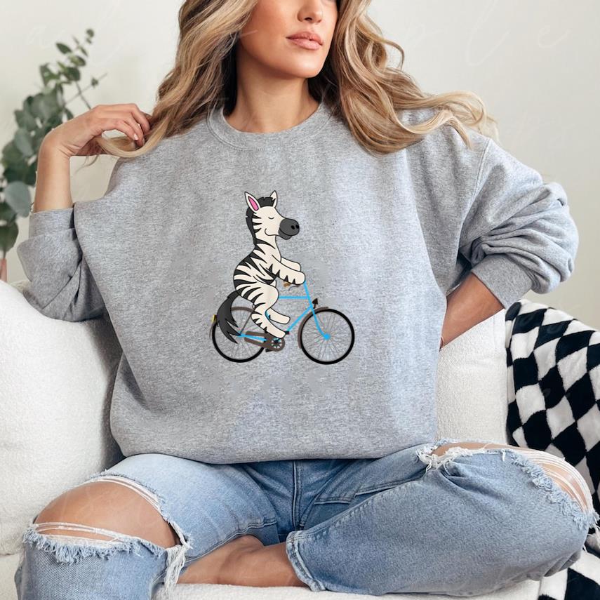 Zebra On Bike Black White Stripe Biking Sweatshirt