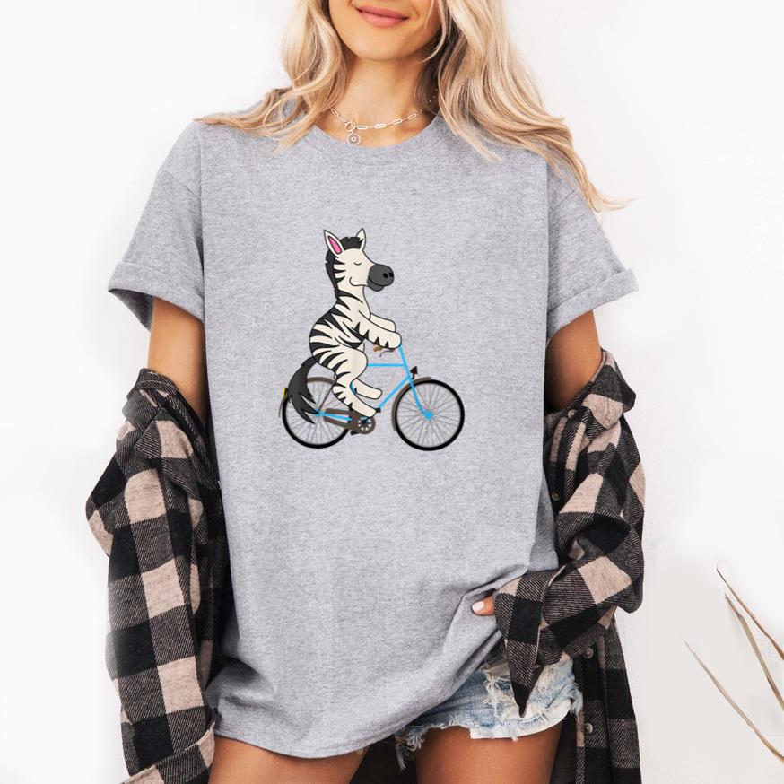Zebra On Bike Black White Stripe Biking T-Shirt